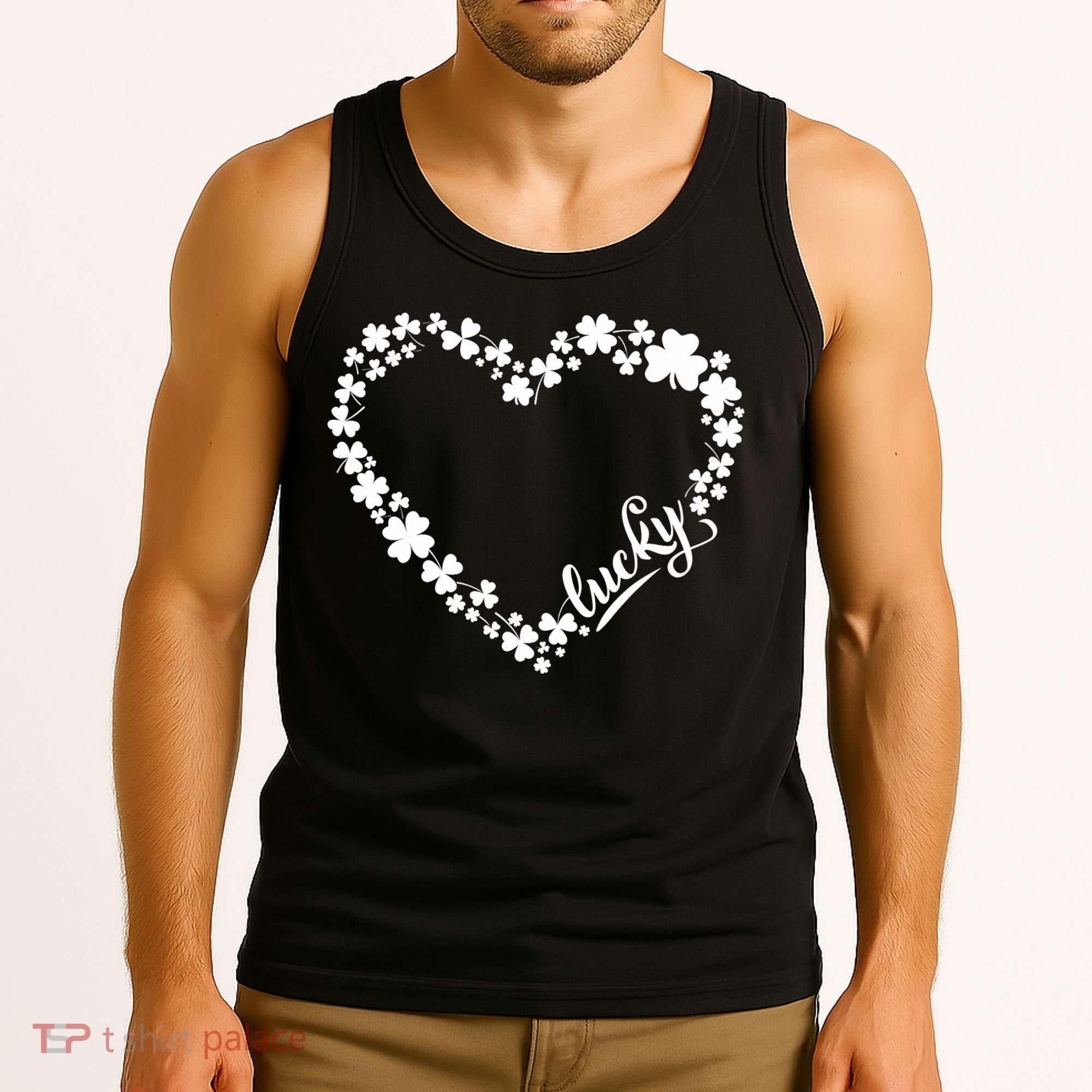 St. Patrick Lucky Clover Heart Shamrock Lucky Tank Top