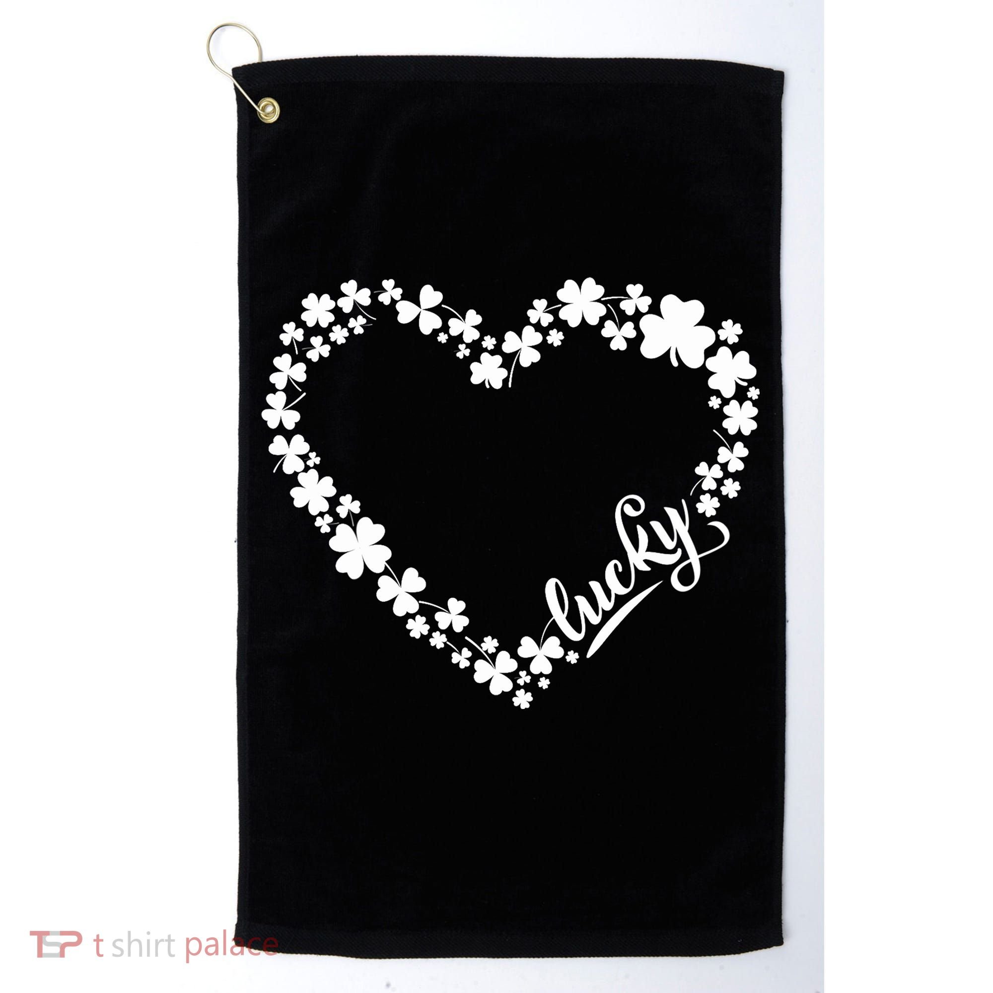 St. Patrick Lucky Clover Heart Shamrock Lucky Golf Towel