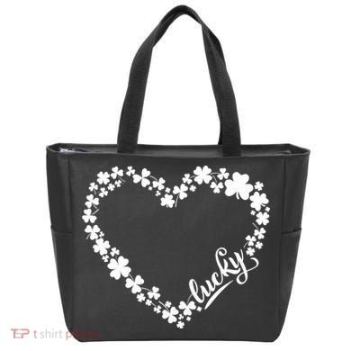 St. Patrick Lucky Clover Heart Shamrock Lucky Tote Bag