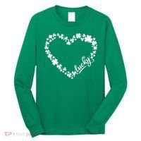 St. Patrick Lucky Clover Heart Shamrock Lucky Long Sleeve Shirt thumb 0