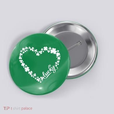 St. Patrick Lucky Clover Heart Shamrock Lucky Button
