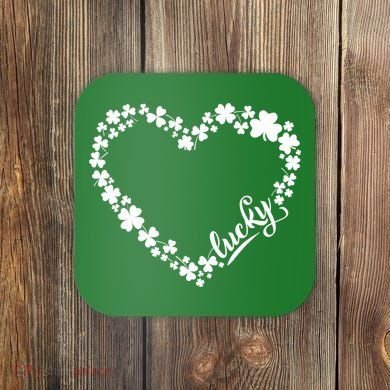 St. Patrick Lucky Clover Heart Shamrock Lucky Coaster