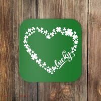 St. Patrick Lucky Clover Heart Shamrock Lucky Coaster thumb 0