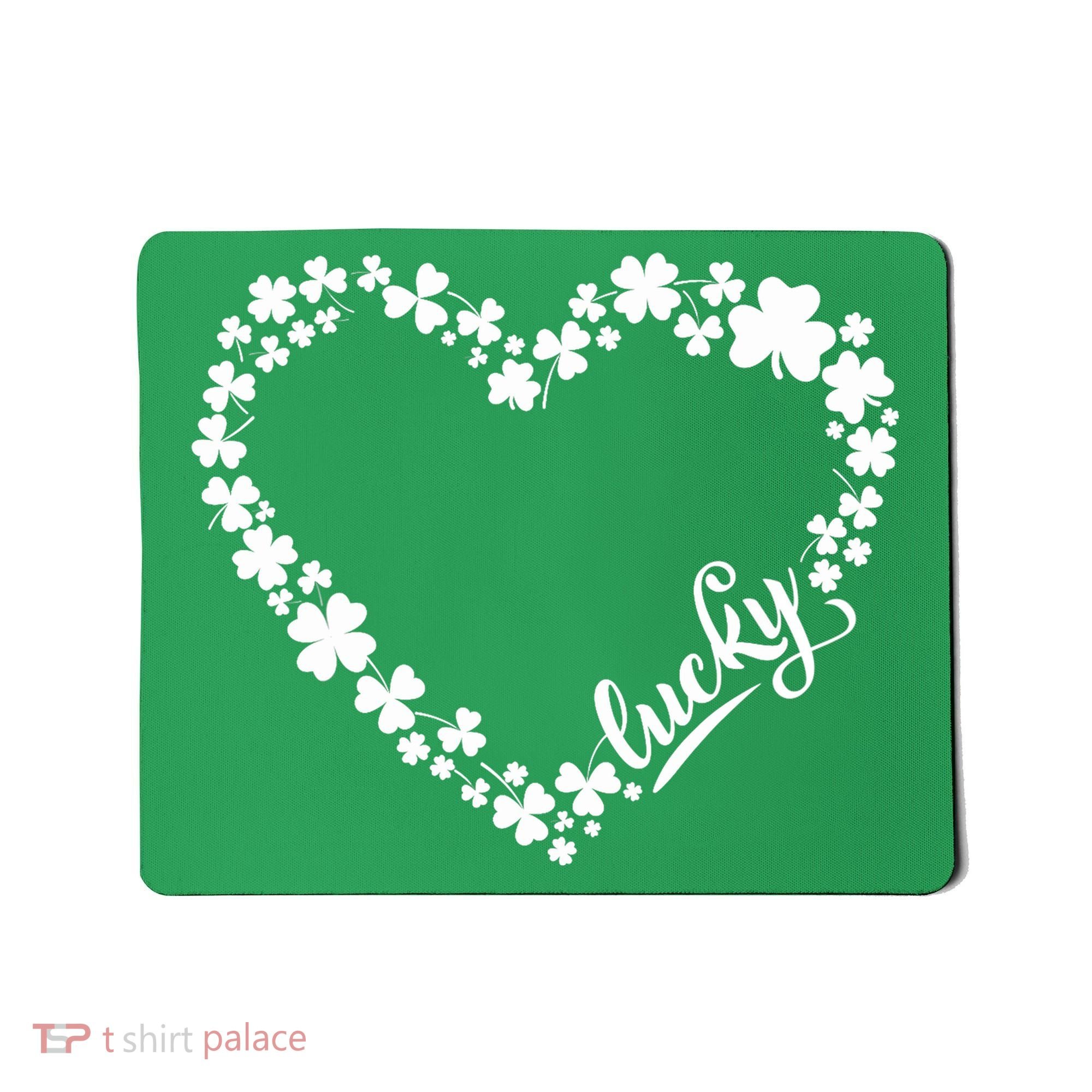 St. Patrick Lucky Clover Heart Shamrock Lucky Mousepad