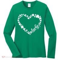 St. Patrick Lucky Clover Heart Shamrock Lucky Women's Long Sleeve Shirt thumb 0
