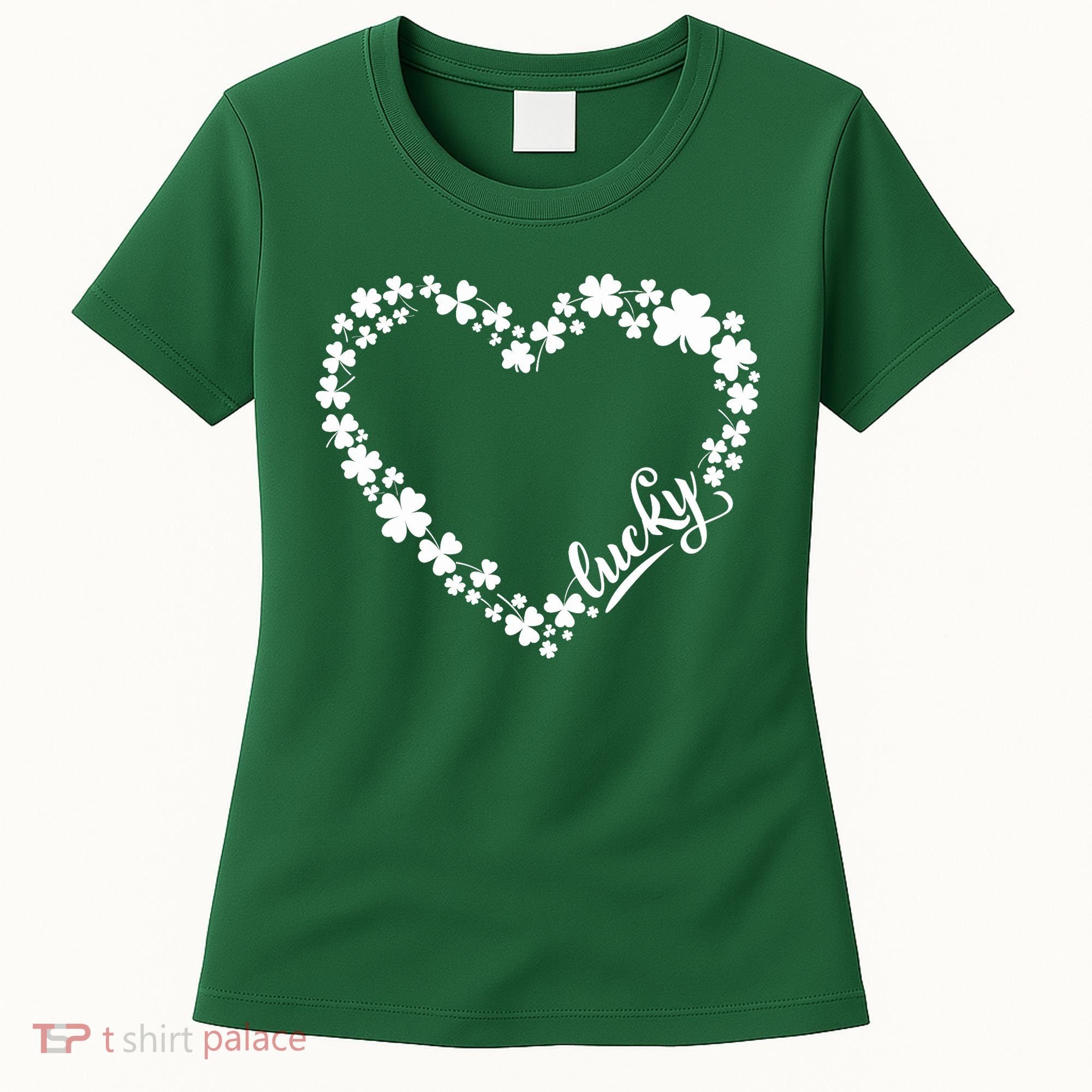 St. Patrick Lucky Clover Heart Shamrock Lucky Women's T-Shirt