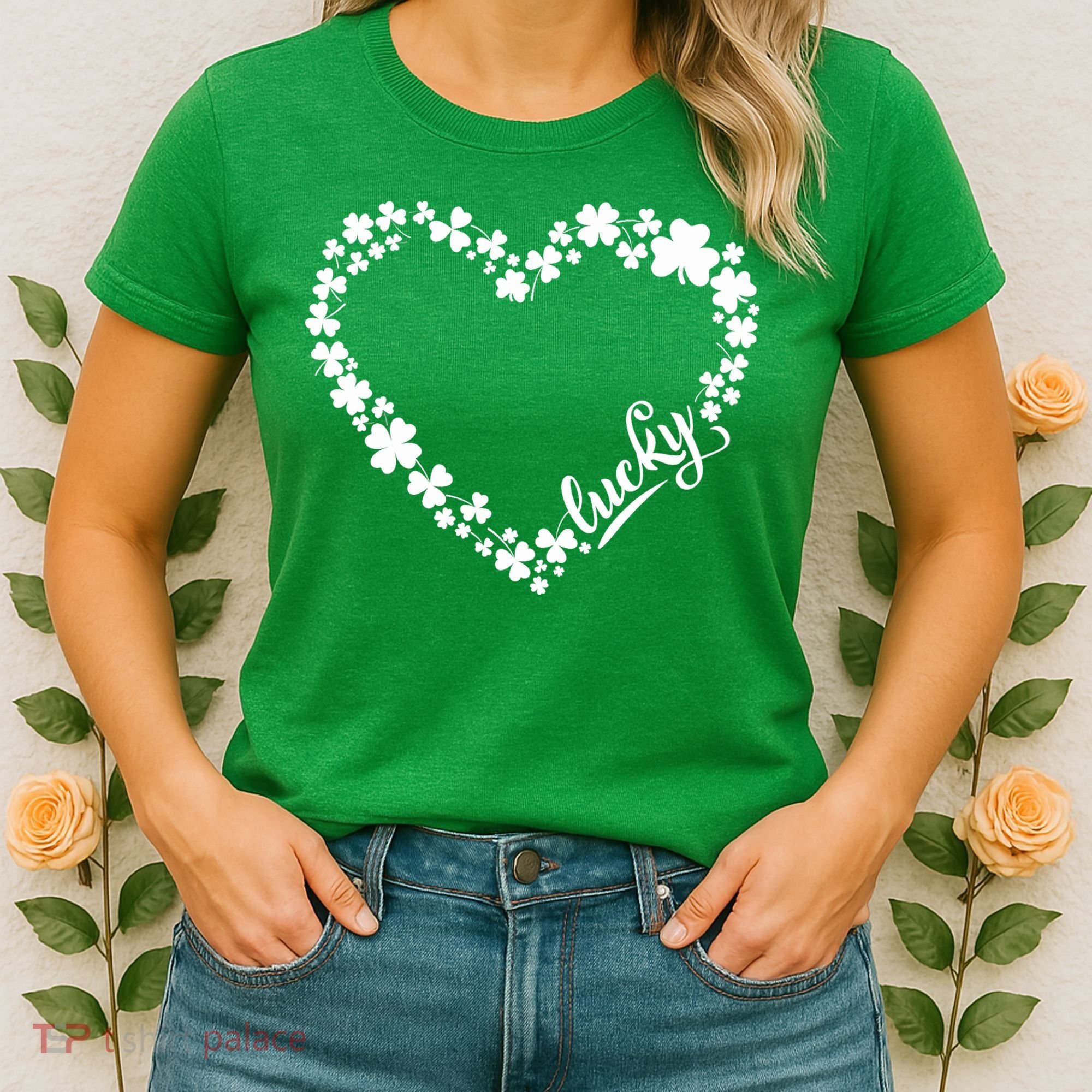St. Patrick Lucky Clover Heart Shamrock Lucky Women's T-Shirt
