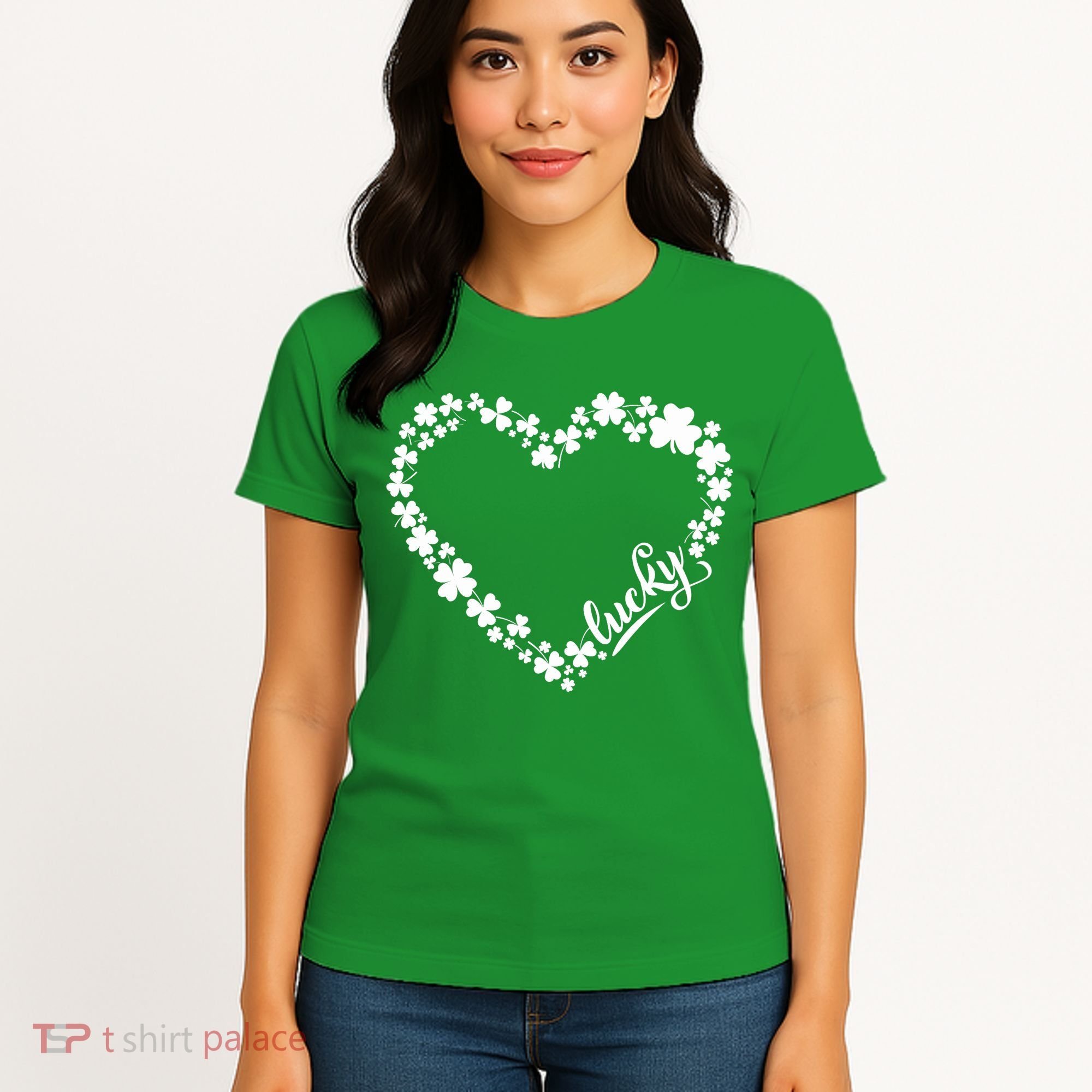 St. Patrick Lucky Clover Heart Shamrock Lucky Women's T-Shirt