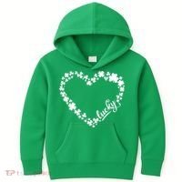 St. Patrick Lucky Clover Heart Shamrock Lucky Kids Hoodie thumb 0