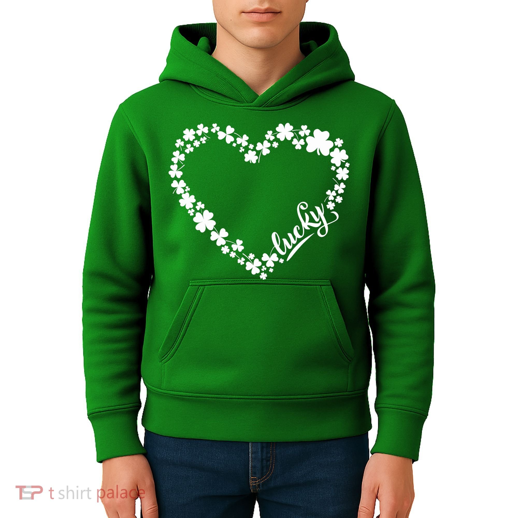 St. Patrick Lucky Clover Heart Shamrock Lucky Kids Hoodie