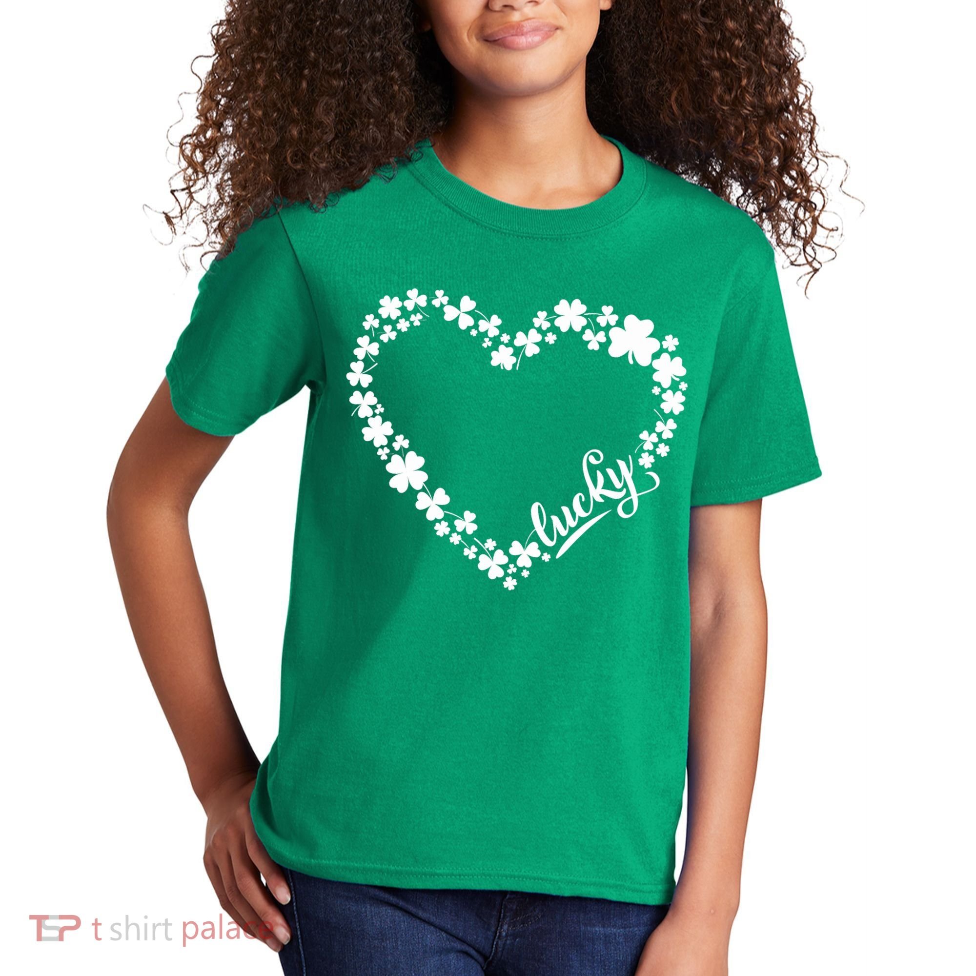 St. Patrick Lucky Clover Heart Shamrock Lucky Kids T-Shirt