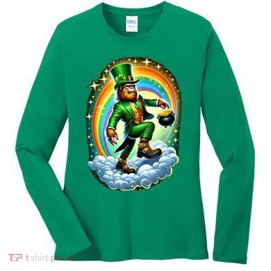 St Paddy Lucky St Patricks Day Bigfoot Women's Long Sleeve Shirt