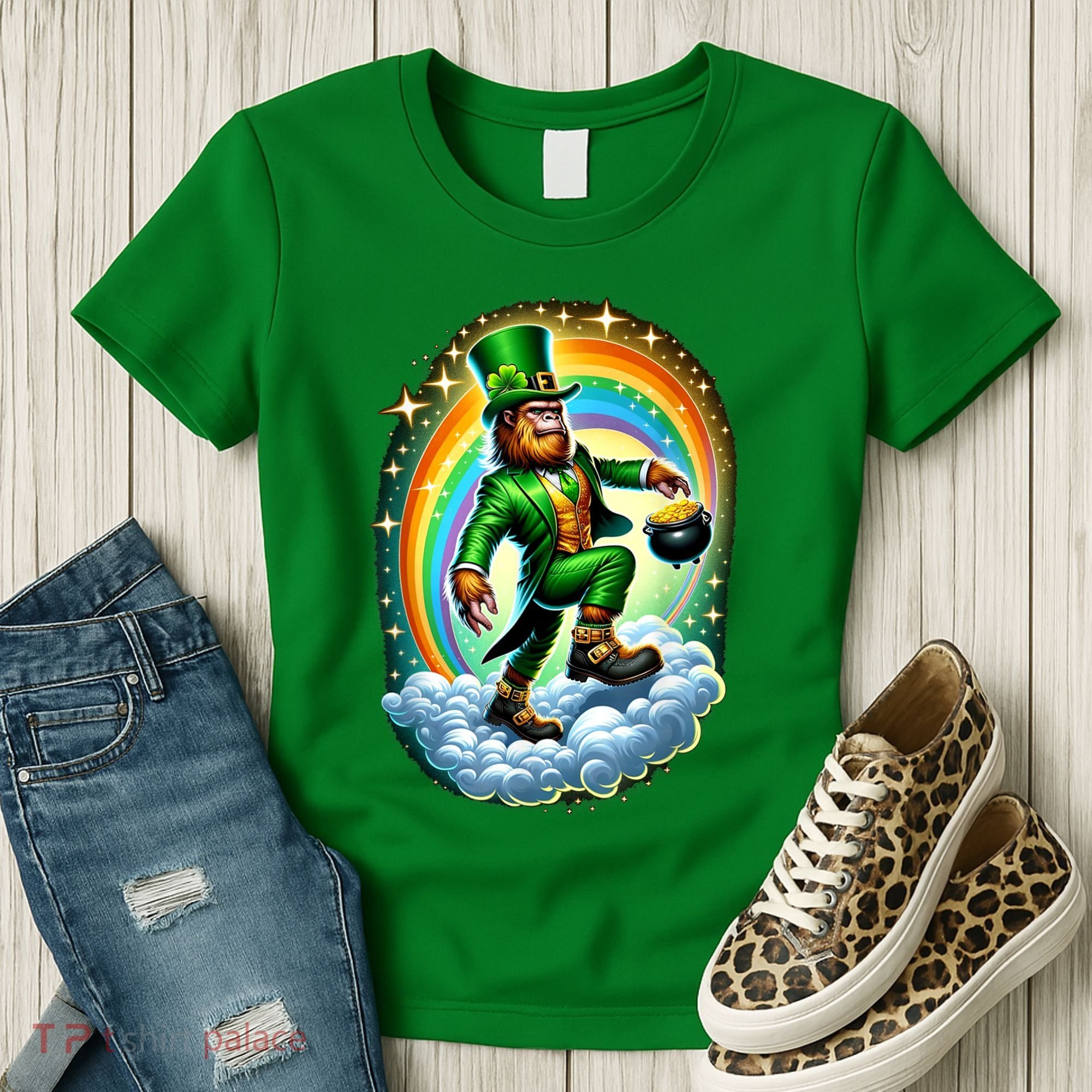 St Paddy Lucky St Patricks Day Bigfoot Women's T-Shirt