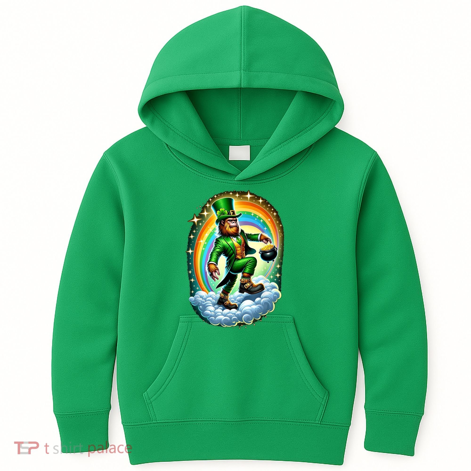 St Paddy Lucky St Patricks Day Bigfoot Kids Hoodie
