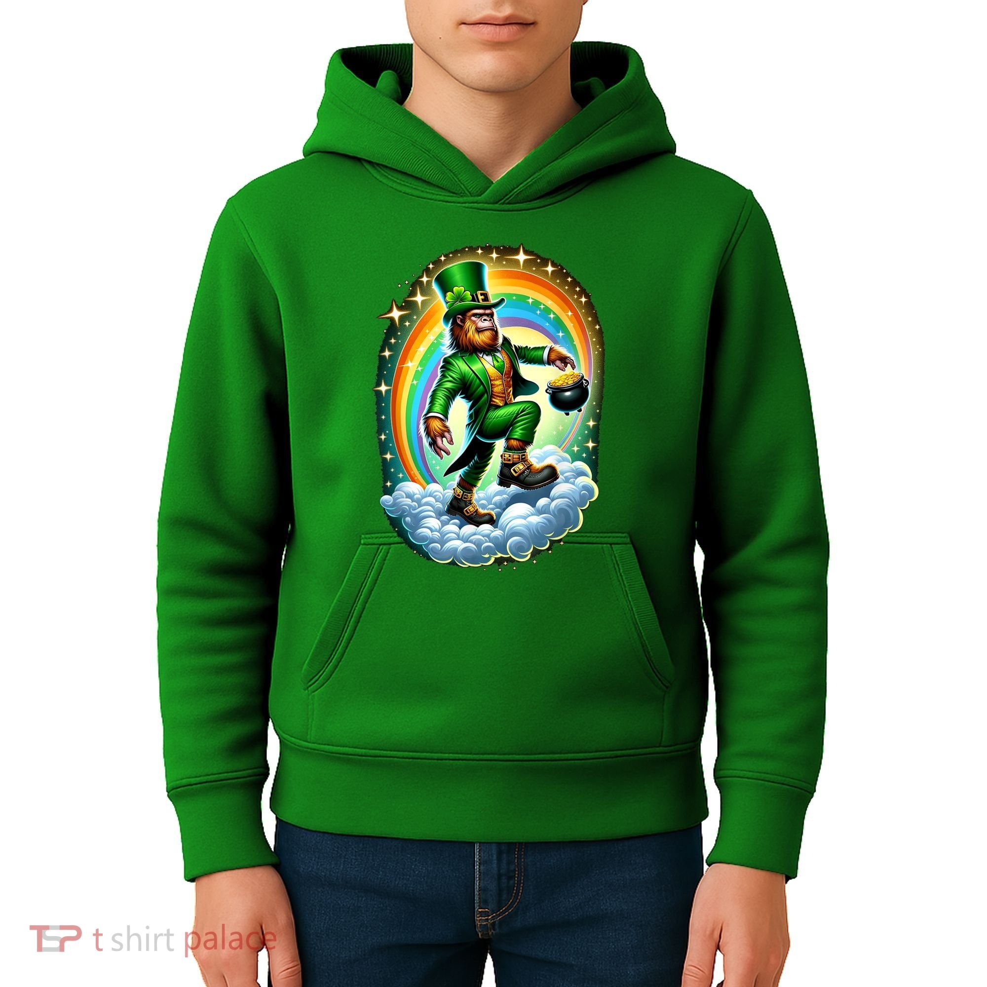 St Paddy Lucky St Patricks Day Bigfoot Kids Hoodie