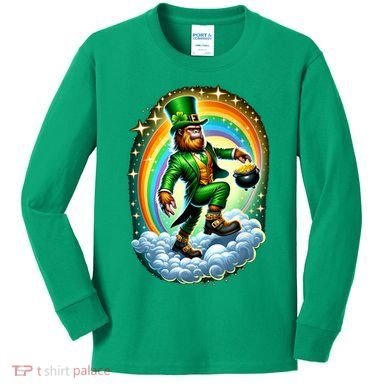 St Paddy Lucky St Patricks Day Bigfoot Kids Long Sleeve Shirt