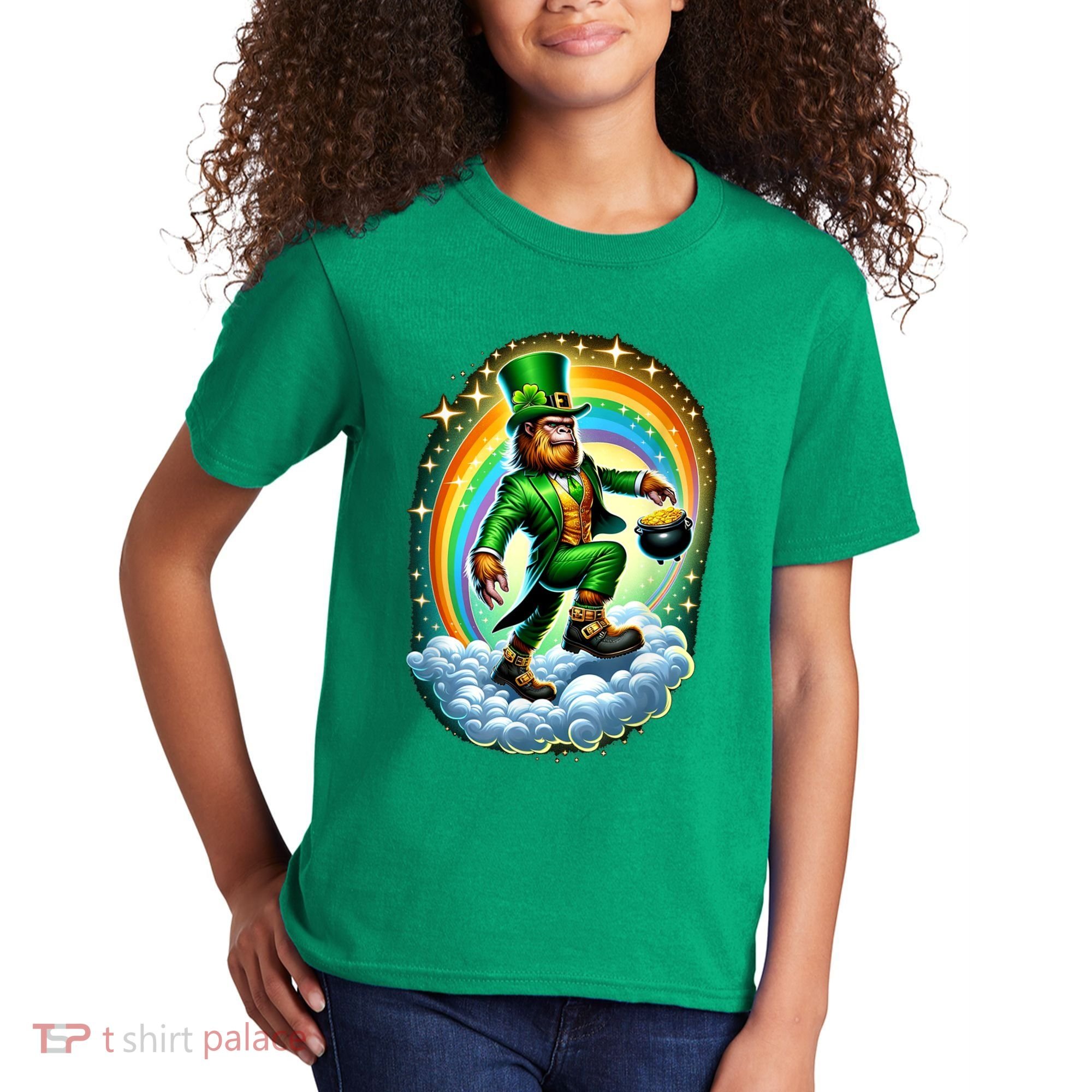 St Paddy Lucky St Patricks Day Bigfoot Kids T-Shirt