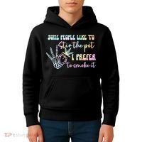 Some People Like To Stir The Pot I Prefer To Smoke I Tie Dye Pullover Hoodie Kids Hoodie thumb 4