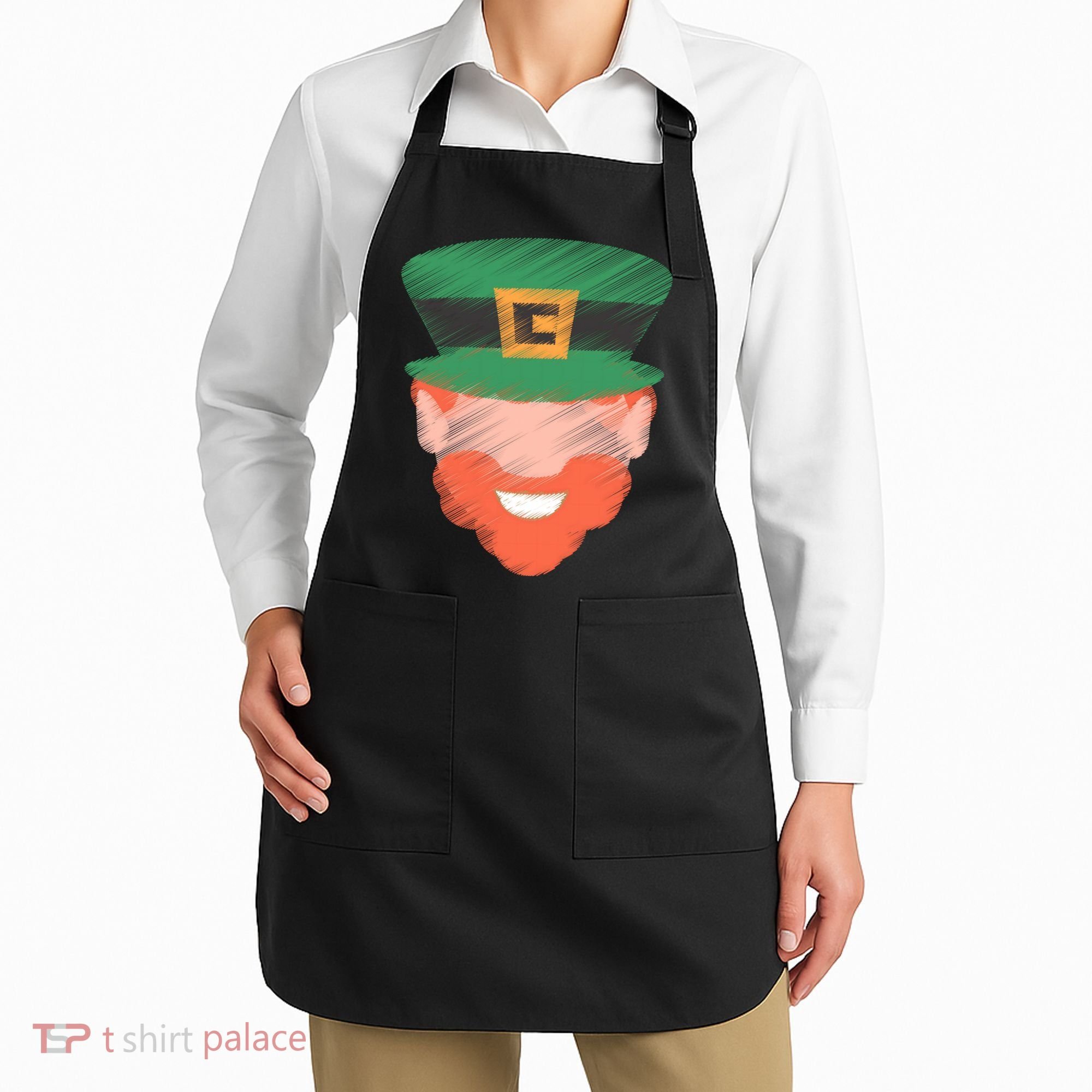 St Patrick Leprechaun Head Apron