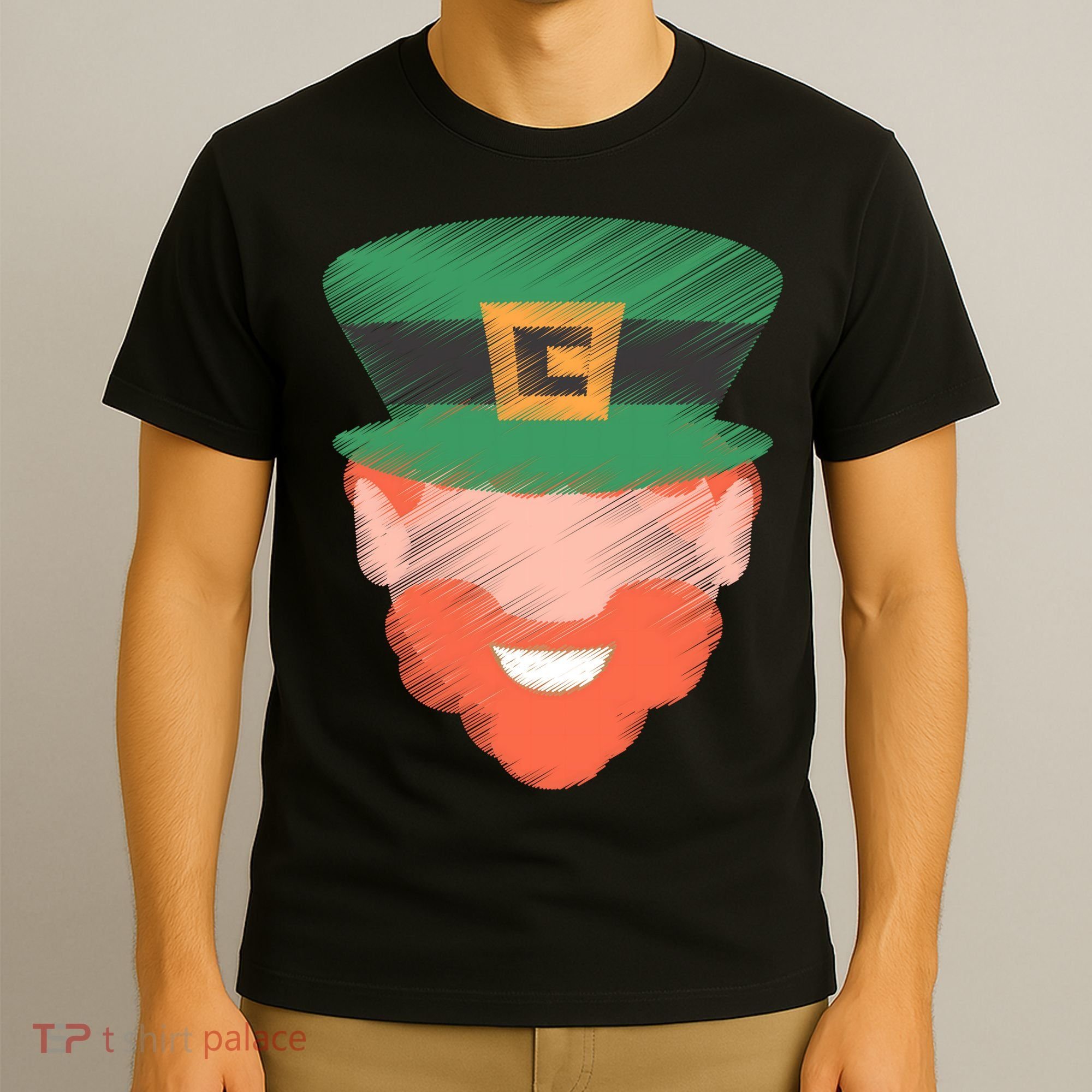 St Patrick Leprechaun Head T-Shirt