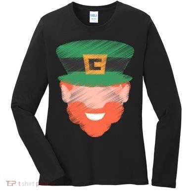 St Patrick Leprechaun Head Women's Long Sleeve Shirt
