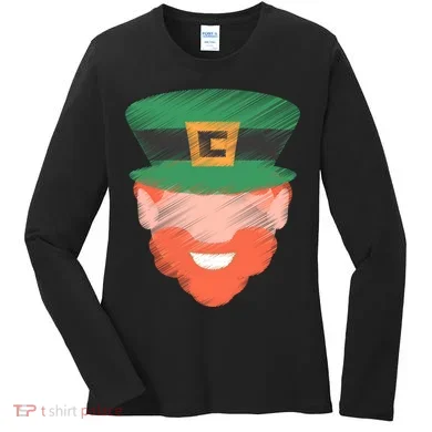 St Patrick Leprechaun Head Women's Long Sleeve Shirt
