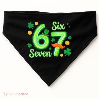 St Patrick's Lucky 67 Six Seven 6-7 Meme USA-Made Doggie Bandana