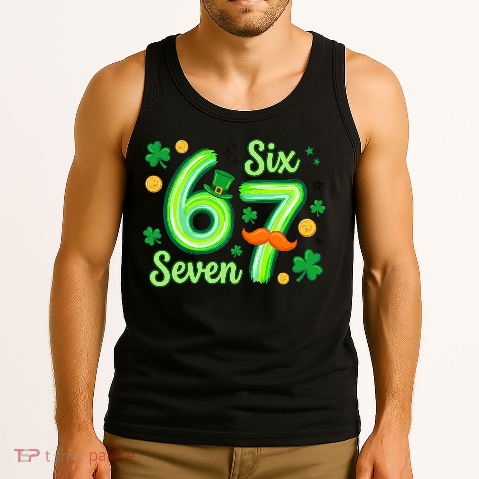 St Patrick's Lucky 67 Six Seven 6-7 Meme Tank Top