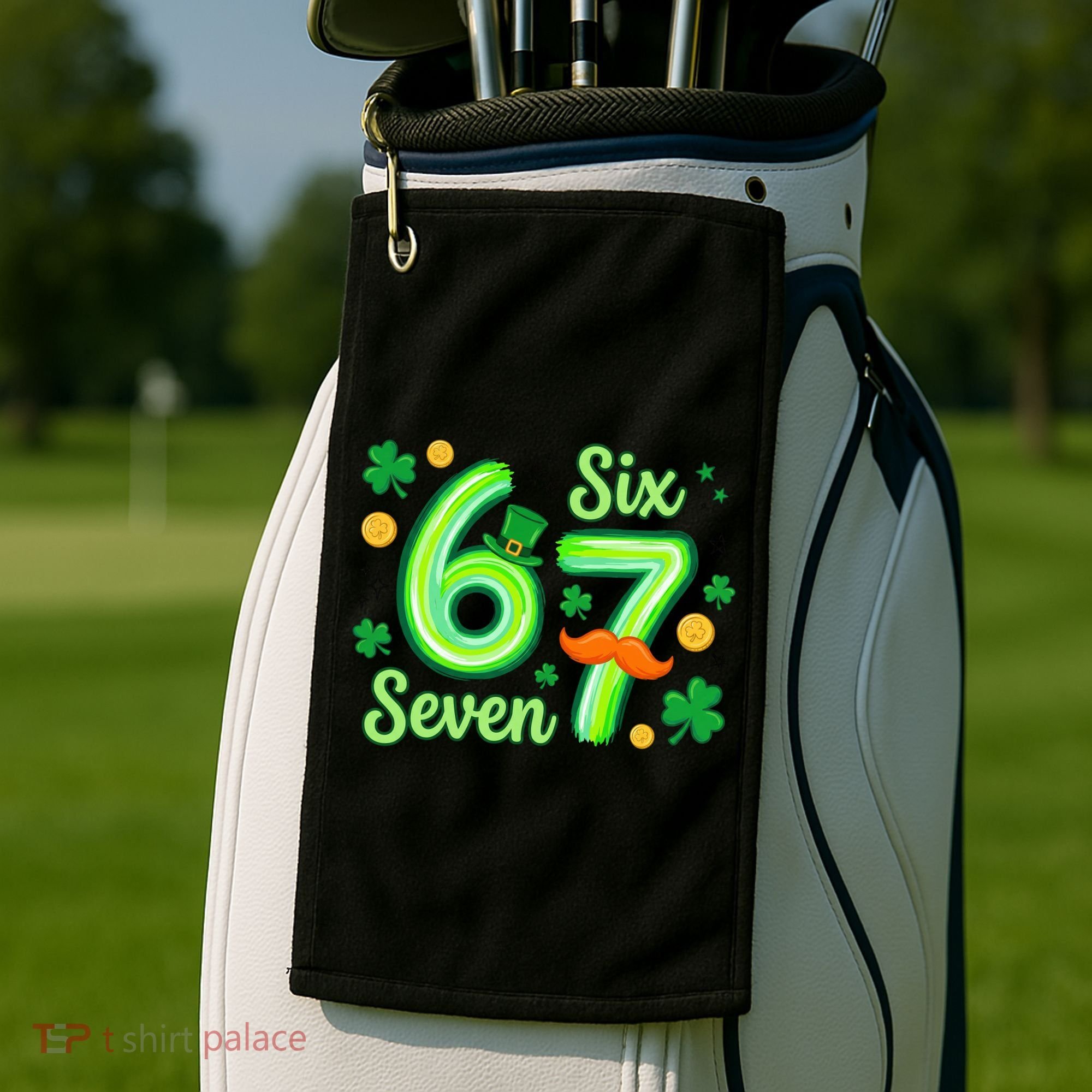 St Patrick's Lucky 67 Six Seven 6-7 Meme Golf Towel