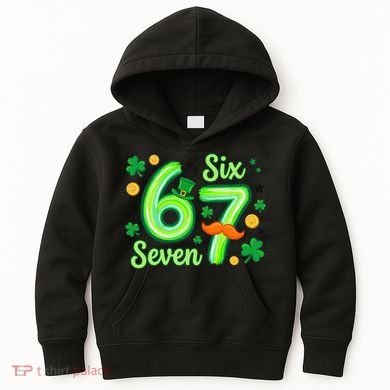 St Patrick's Lucky 67 Six Seven 6-7 Meme Kids Hoodie
