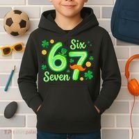 St Patrick's Lucky 67 Six Seven 6-7 Meme Kids Hoodie thumb 2