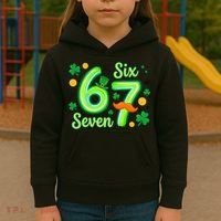 St Patrick's Lucky 67 Six Seven 6-7 Meme Kids Hoodie thumb 3