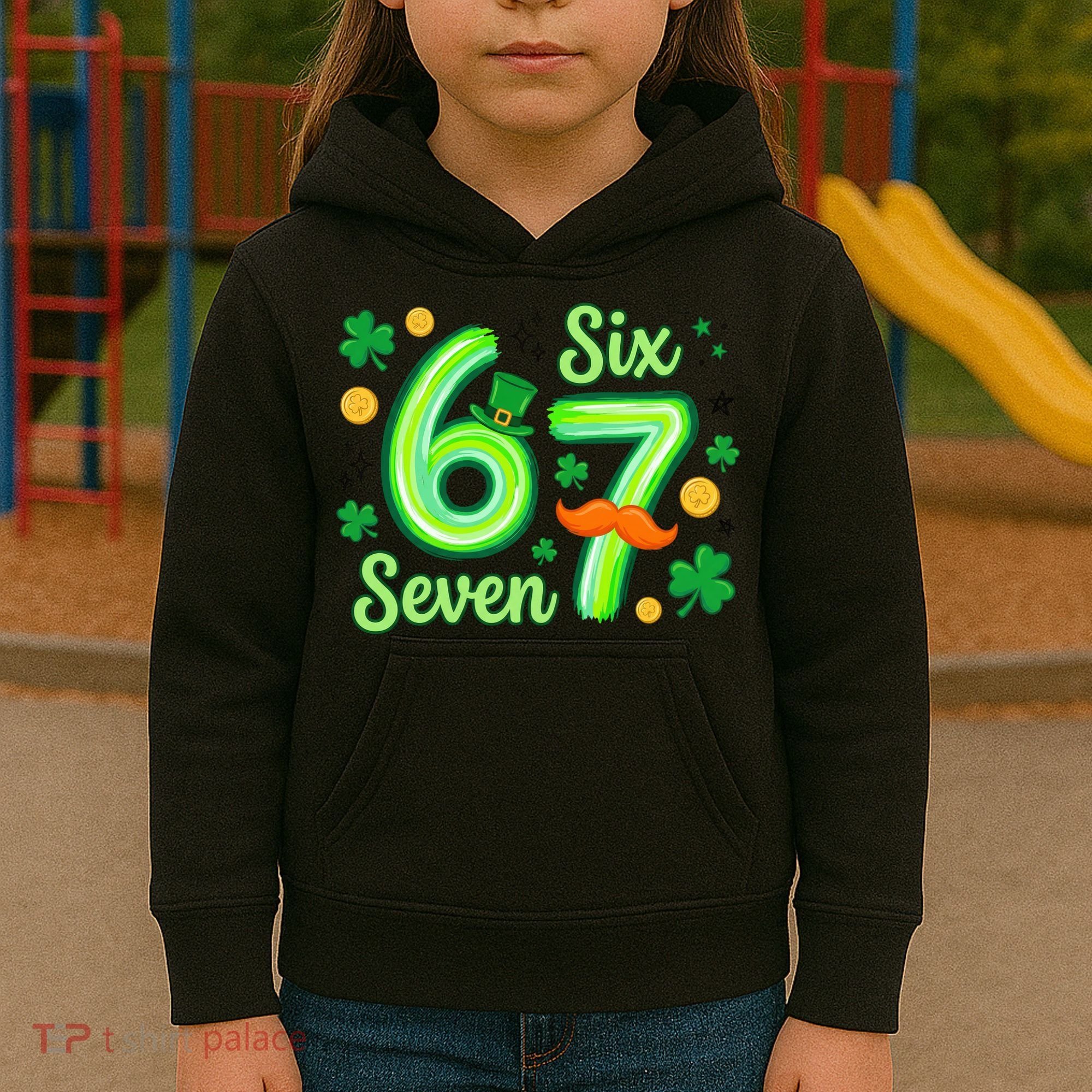St Patrick's Lucky 67 Six Seven 6-7 Meme Kids Hoodie
