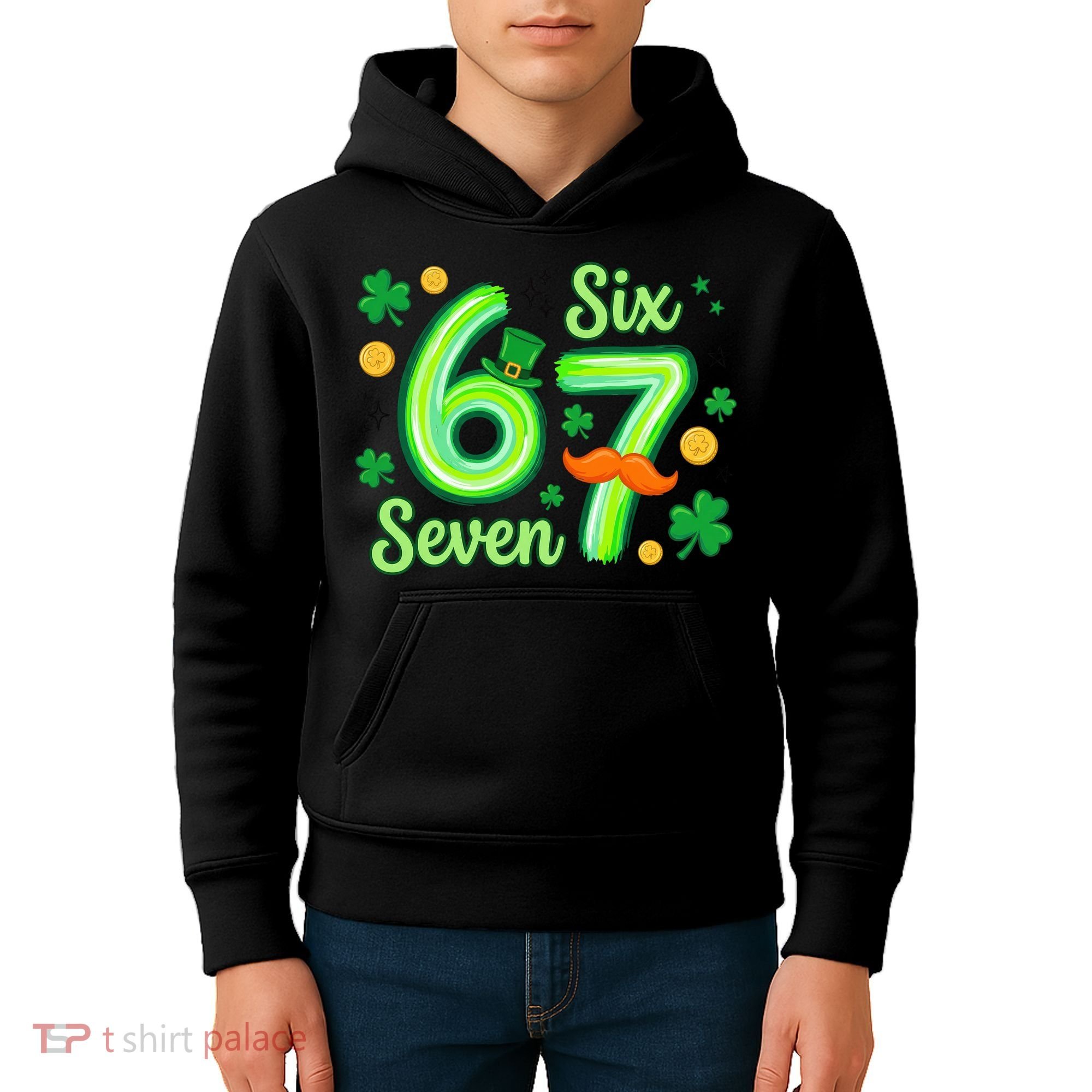 St Patrick's Lucky 67 Six Seven 6-7 Meme Kids Hoodie