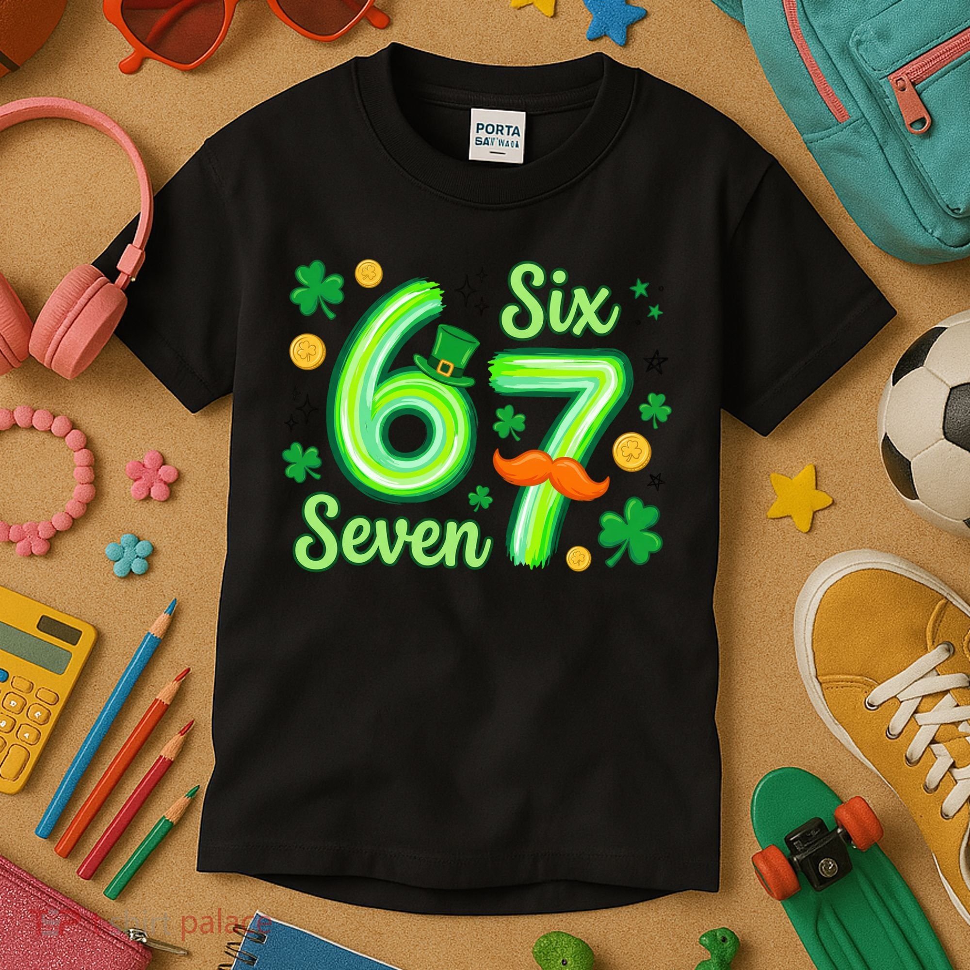 St Patrick's Lucky 67 Six Seven 6-7 Meme Kids T-Shirt
