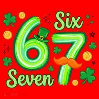 St Patrick's Lucky 67 Six Seven 6-7 Meme Santa Hat thumb 1