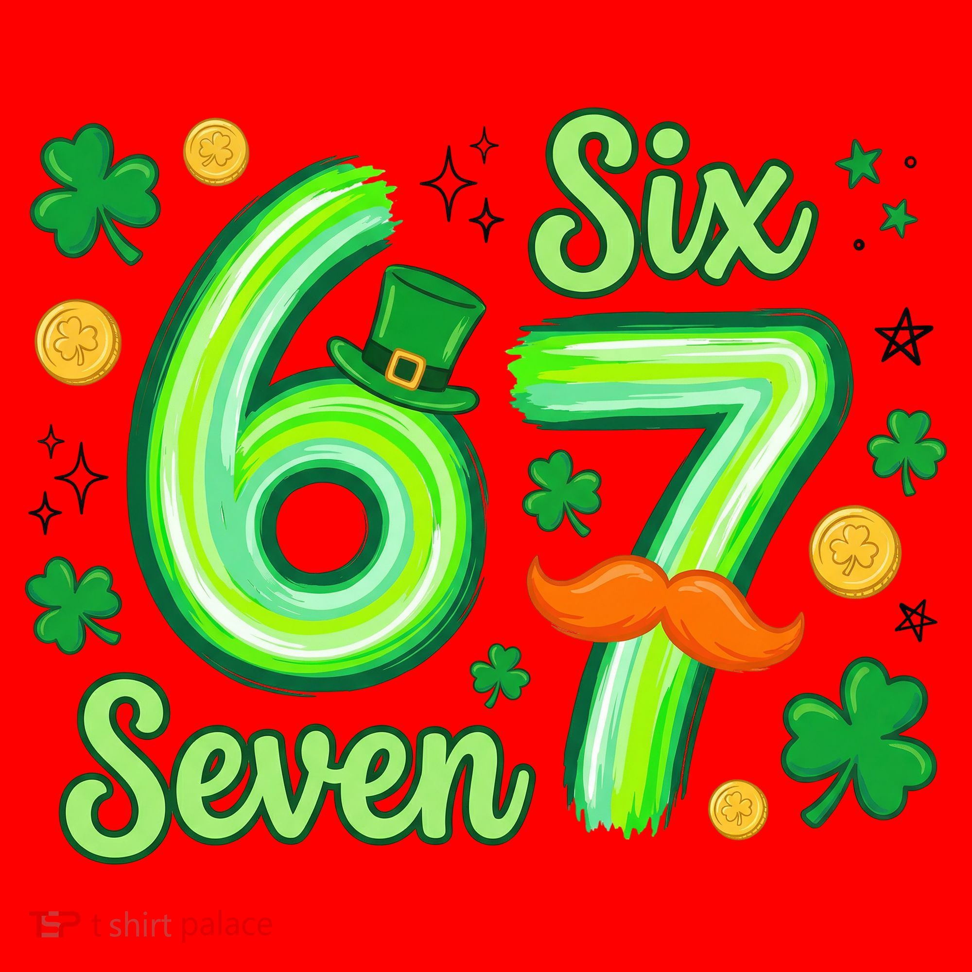 St Patrick's Lucky 67 Six Seven 6-7 Meme Santa Hat
