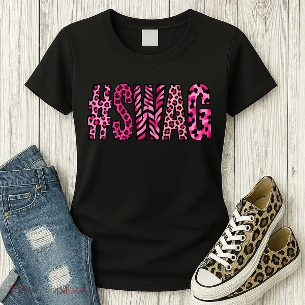#SWAG Pink Leopard Print Cool Women's T-Shirt