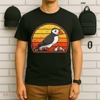 Sunset Puffin Lover Gift Vintage Retro Puffin T-Shirt thumb 6