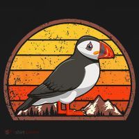 Sunset Puffin Lover Gift Vintage Retro Puffin T-Shirt thumb 7