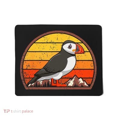 Sunset Puffin Lover Gift Vintage Retro Puffin Mousepad