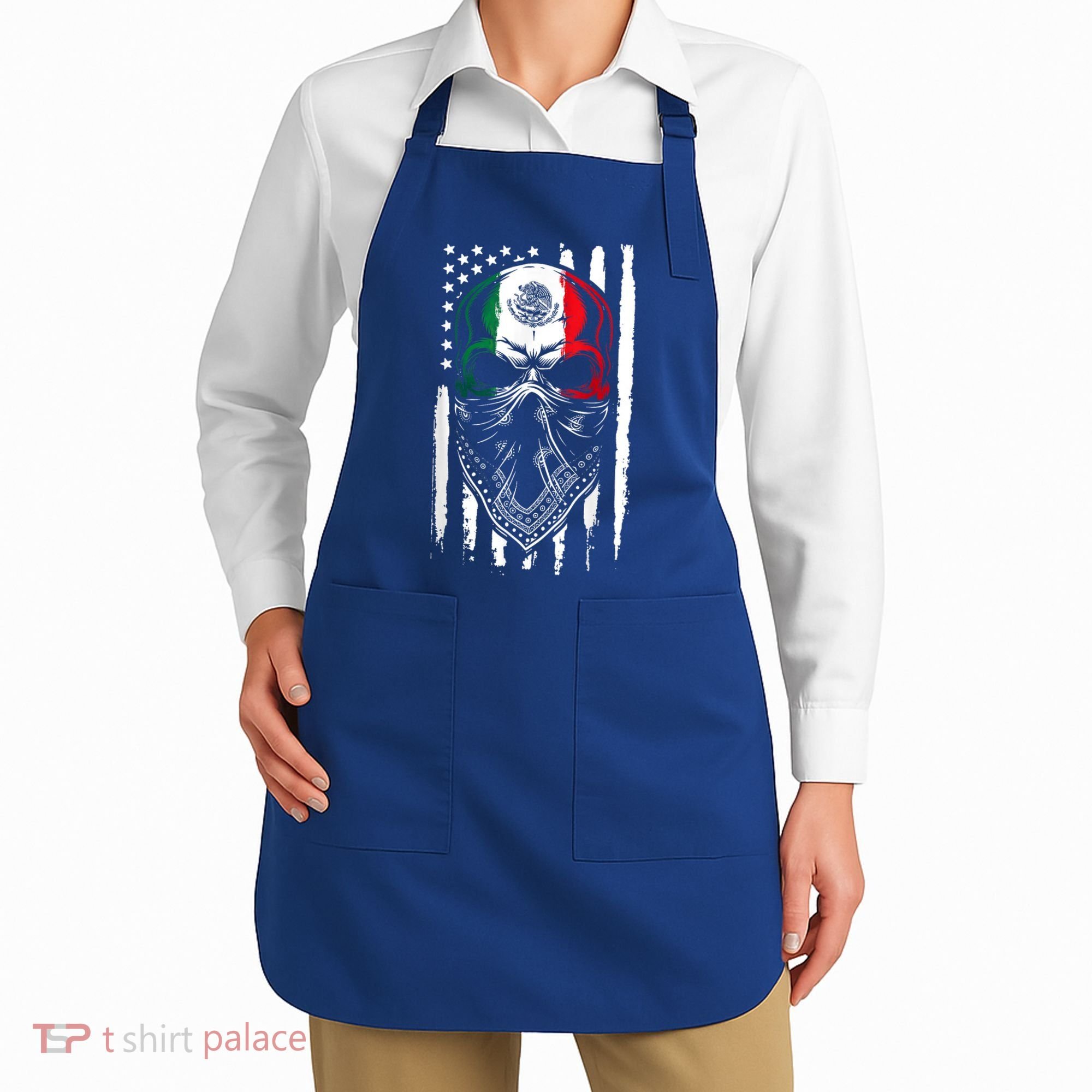 Skull Patriotic Mexican American Aztec Day of the Dead  Apron