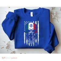 Skull Patriotic Mexican American Aztec Day of the Dead  Sweatshirt thumb 2