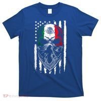 Skull Patriotic Mexican American Aztec Day of the Dead  T-Shirt thumb 0
