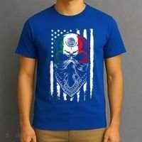 Skull Patriotic Mexican American Aztec Day of the Dead  T-Shirt thumb 3