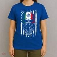 Skull Patriotic Mexican American Aztec Day of the Dead  T-Shirt thumb 4