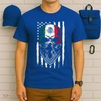 Skull Patriotic Mexican American Aztec Day of the Dead  T-Shirt thumb 6