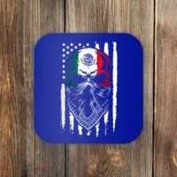 Skull Patriotic Mexican American Aztec Day of the Dead  Coaster thumb 0