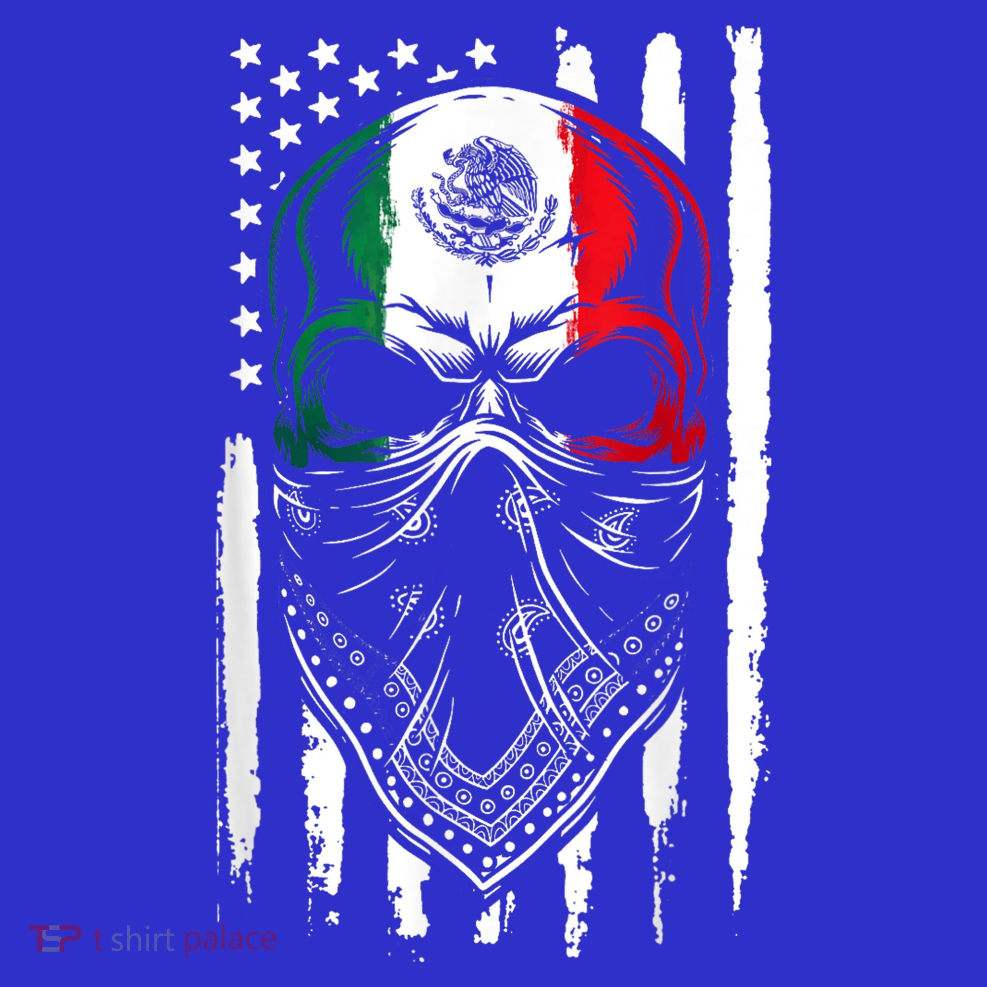 Skull Patriotic Mexican American Aztec Day of the Dead  Mousepad