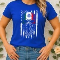 Skull Patriotic Mexican American Aztec Day of the Dead  Women's T-Shirt thumb 2
